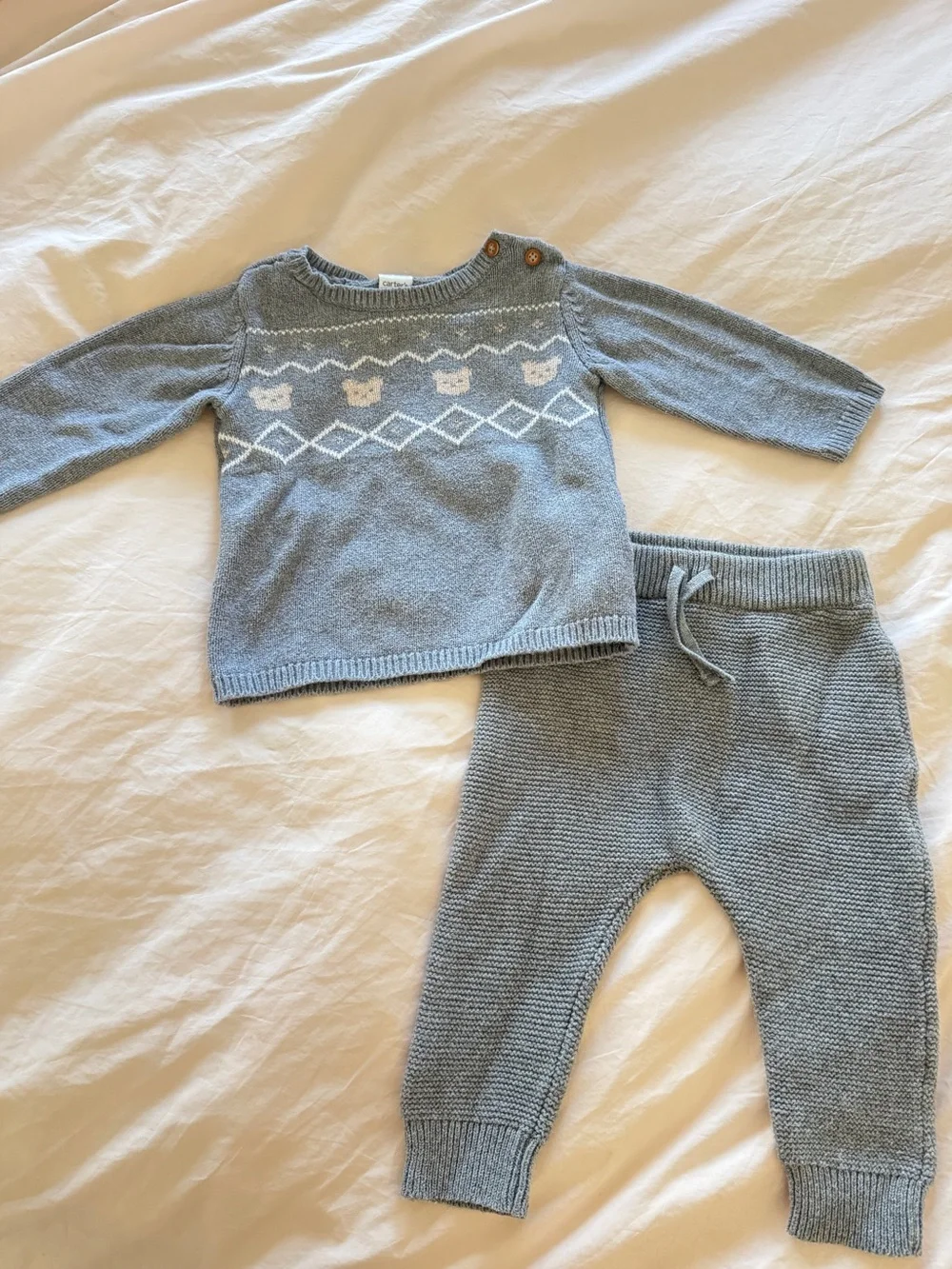 Carter’s Grey Bear Sweater Sweatpants Set 100% Cotton